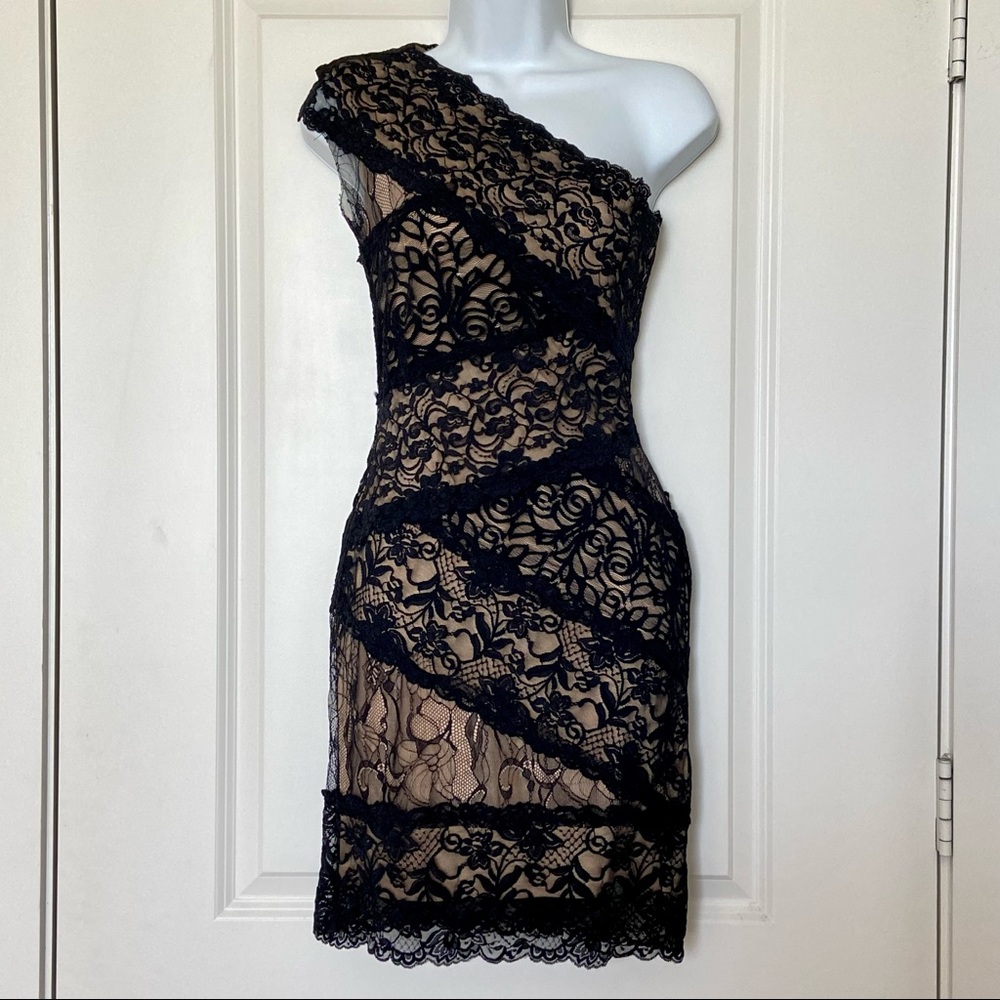 One Shoulder Lace Dress from bebe